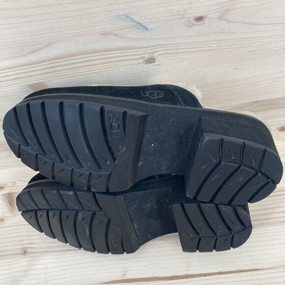 Ugg Little Girls Suede Platform Clogs Size 2 Black Chunky Slip On Shearling Y2K - Picture 11 of 16